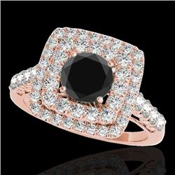 2.3 ctw Certified VS Black Diamond Solitaire Halo Ring 10k Rose Gold