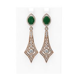 10.22 ctw Emerald & Diamond Earrings 18K Rose Gold