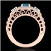 Image 3 : 2.16 ctw Intense Blue Diamond Art Deco 3 Stone Ring 18k Rose Gold