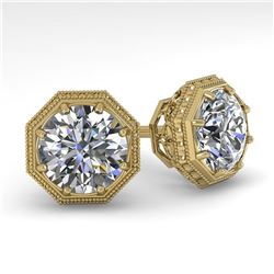 2.0 ctw VS/SI Diamond Stud Solitaire Earrings Art Deco 14k Yellow Gold