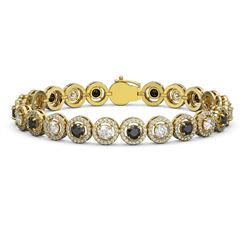 10.39 ctw Black & Diamond Micro Pave Bracelet 18K Yellow Gold