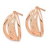 Image 2 : 14k Rose Gold Polished & Diamond-cut Post Dangle Earrings