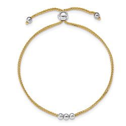 14K Two-tone Bead Adjustable Bracelet