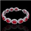 Image 2 : 30 ctw Ruby & Micro Pave VS/SI Diamond Certified Bracelet 10k White Gold