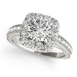 1.11 ctw Certified VS/SI Diamond Halo Ring 14k White Gold