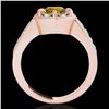 Image 2 : 2 ctw Certified SI/I Fancy Intense Yellow Diamond Halo Ring 10k Rose Gold