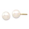 Image 1 : 14k Yellow Gold White Round Pearl Screwback Earrings - 7-8 mm