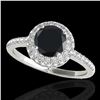 1.6 ctw Certified VS Black Diamond Solitaire Halo Ring 10k White Gold