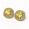 Image 2 : 13.99 ctw Canary Citrine & Diamond Victorian Earrings 14K Yellow Gold