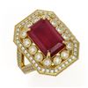 Image 1 : 7.11 ctw Certified Ruby & Diamond Victorian Ring 14K Yellow Gold