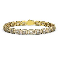 10.39 ctw Emerald Cut Diamond Micro Pave Bracelet 18K Yellow Gold