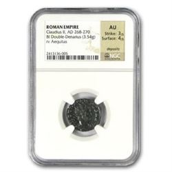 Roma Double Denarius Emperor Claudius II (268-270 AD) AU NGC