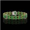 Image 1 : 14.05 ctw Jade & Diamond Bracelet 14K Yellow Gold