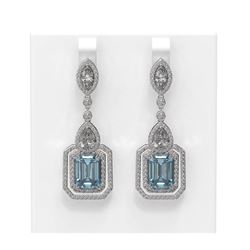 13.73 ctw Aquamarine & Diamond Earrings 18K White Gold
