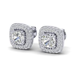 2.16 ctw Micro Pave VS/SI Diamond Earrings Halo 18k White Gold