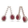 Image 2 : 15.49 ctw Ruby & Diamond Earrings 18K Rose Gold
