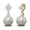 Image 2 : 1.2 ctw Diamond & Pearl Earrings 18K Yellow Gold