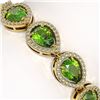 Image 3 : 16.08 ctw Peridot & Diamond Micro Pave Halo Bracelet 10k Yellow Gold