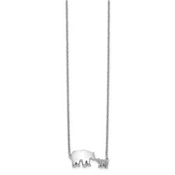 14k White Gold Diamond Mother & Baby Bear Necklace - 18 in.