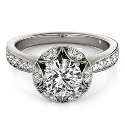 1.5 ctw Certified VS/SI Diamond Solitaire Halo Ring 14k White Gold