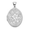 Image 2 : 14k White Gold Oval Floral Scroll Border Locket - 30 mm