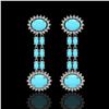 Image 1 : 7.39 ctw Turquoise & Diamond Earrings 14K White Gold