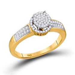 10kt Yellow Gold Round Diamond Cluster Bridal Wedding Engagement Ring 1/4 Cttw