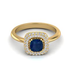 1.16 ctw Sapphire & Micro VS/SI Diamond Ring Halo 18k Yellow Gold