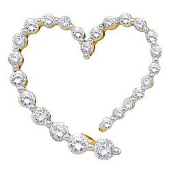 14kt Yellow Gold Round Diamond Graduated Heart Journey Pendant 1/2 Cttw