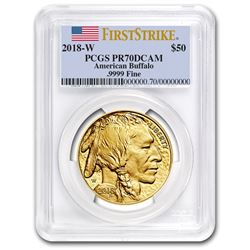 2018-W 1 oz Proof Gold Buffalo PR-70 PCGS (FS, Flag Label)