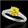 1.35 ctw Certified SI/I Fancy Intense Yellow Diamond Ring 10k White Gold