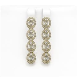 5.33 ctw Oval Cut Diamond Micro Pave Earrings 18K Yellow Gold