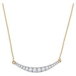 10kt Yellow Gold Round Diamond Curved Bar Pendant Necklace 1.00 Cttw