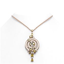 10.04 ctw Canary Citrine & Diamond Necklace 18K Rose Gold