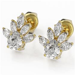 1.75 ctw Pear Cut Diamond Designer Earrings 18K Yellow Gold