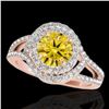 Image 1 : 1.9 ctw Certified SI/I Fancy Intense Yellow Diamond Ring 10k Rose Gold