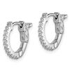 Image 2 : 14k White Gold Cubic Zirconia Hinged Hoop Earrings - 50 mm