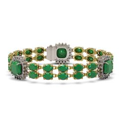 21.83 ctw Emerald & Diamond Bracelet 14K Yellow Gold