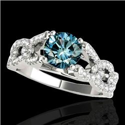1.5 ctw SI Certified Fancy Blue Diamond Solitaire Ring 10k White Gold