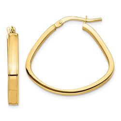 14k Yellow Gold Polished Triangle Hoop Earrings - 3 mm