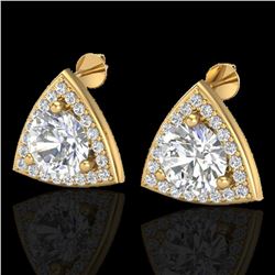 3 ctw Micro Pave VS/SI Diamond Certified Stud Earrings 18k Yellow Gold