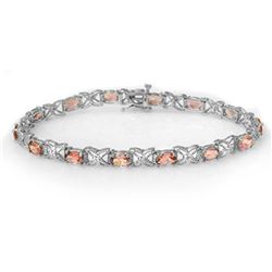 6.0 ctw Pink Tourmaline & Diamond Bracelet 18k White Gold