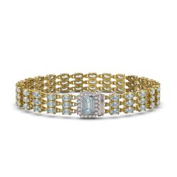 21.86 ctw Aquamarine & Diamond Bracelet 14K Yellow Gold