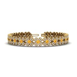 6.50 ctw Citrine & Micro Pave VS/SI Diamond Bracelet 18k Yellow Gold