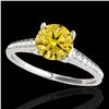 Image 1 : 1.5 ctw Certified SI/I Fancy Intense Yellow Diamond Ring 10k White Gold