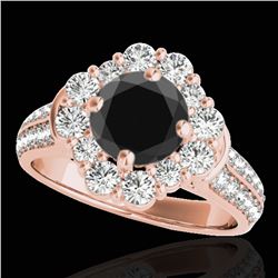 2.16 ctw Certified VS Black Diamond Solitaire Halo Ring 10k Rose Gold