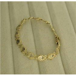 10K Heart & Scrolls Gold Bracelet