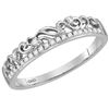 Image 1 : Diamond Floral Accent Stackable Band Ring 1/12 Cttw 14kt White Gold