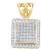 Image 1 : Diamond Square Cluster Pendant 1/5 Cttw 10kt Yellow Gold
