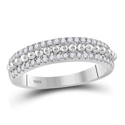 Diamond Beaded Symmetrical Band Ring 1/3 Cttw 14kt White Gold